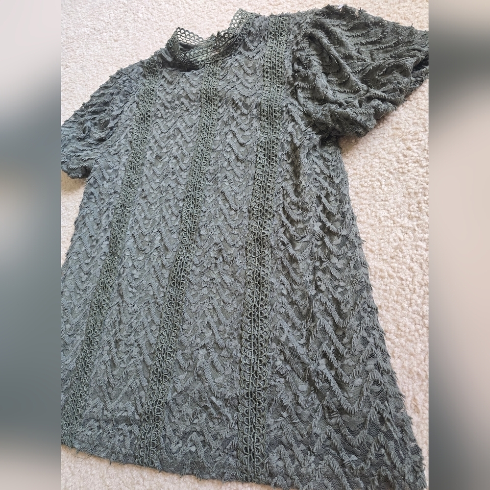 🌈Cable & Gauge Green Regalcore Short Sleeve High Neckline - Picture 2 of 8